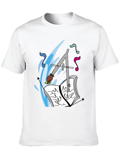 Artistic Tee: Compass Brush & Musical Notes