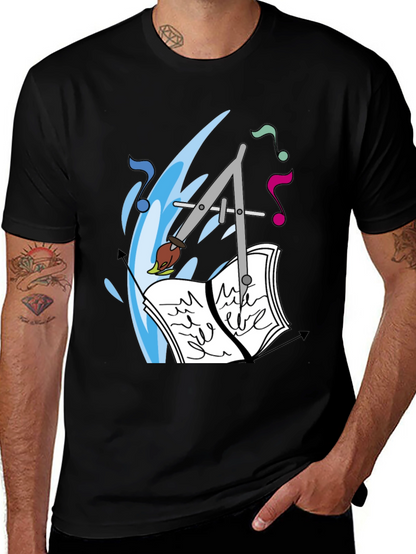 Artistic Tee: Compass Brush & Musical Notes