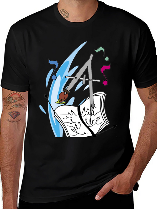 Artistic Tee: Compass Brush & Musical Notes