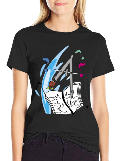 Artistic Tee: Compass Brush & Musical Notes