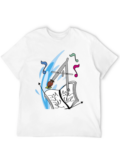 Artistic Tee: Compass Brush & Musical Notes