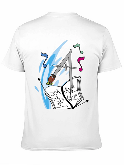 Artistic Tee: Compass Brush & Musical Notes