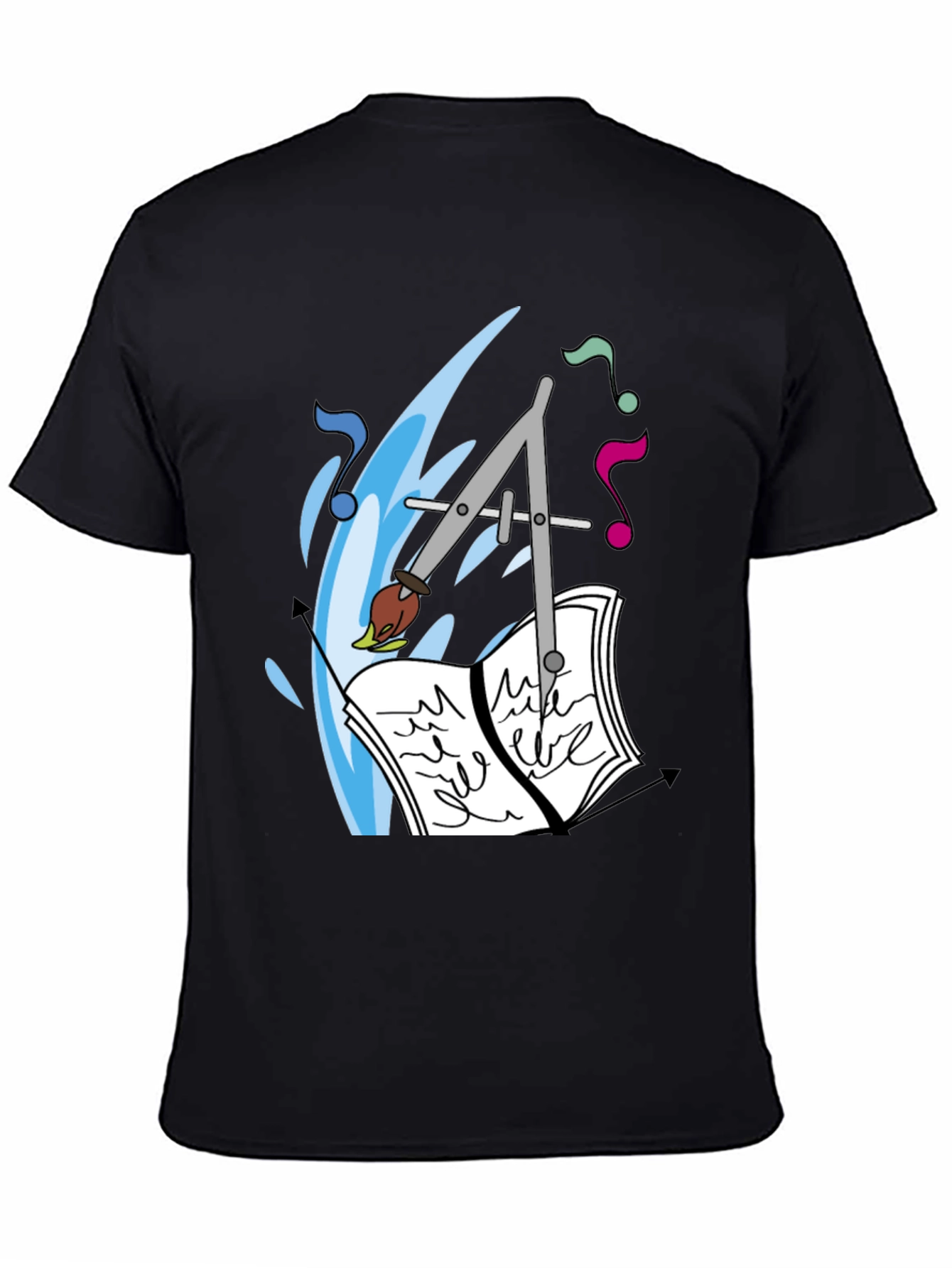 Artistic Tee: Compass Brush & Musical Notes
