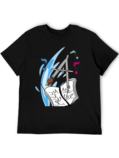 Artistic Tee: Compass Brush & Musical Notes