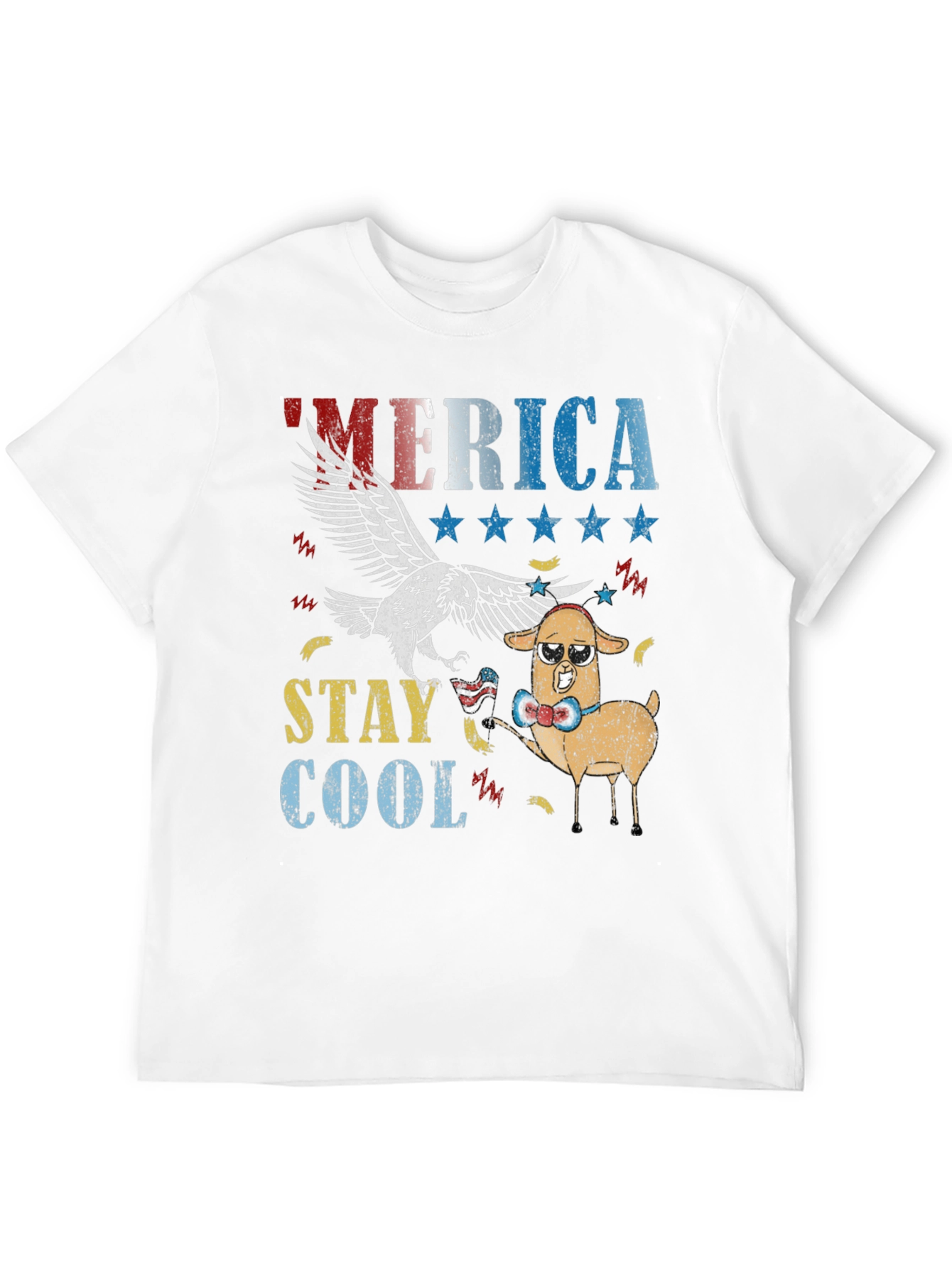 America Stay Cool Eagle & Llama Graphic T-Shirt