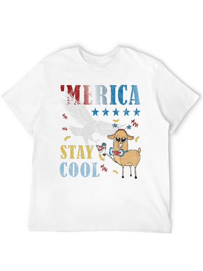 America Stay Cool Eagle & Llama Graphic T-Shirt