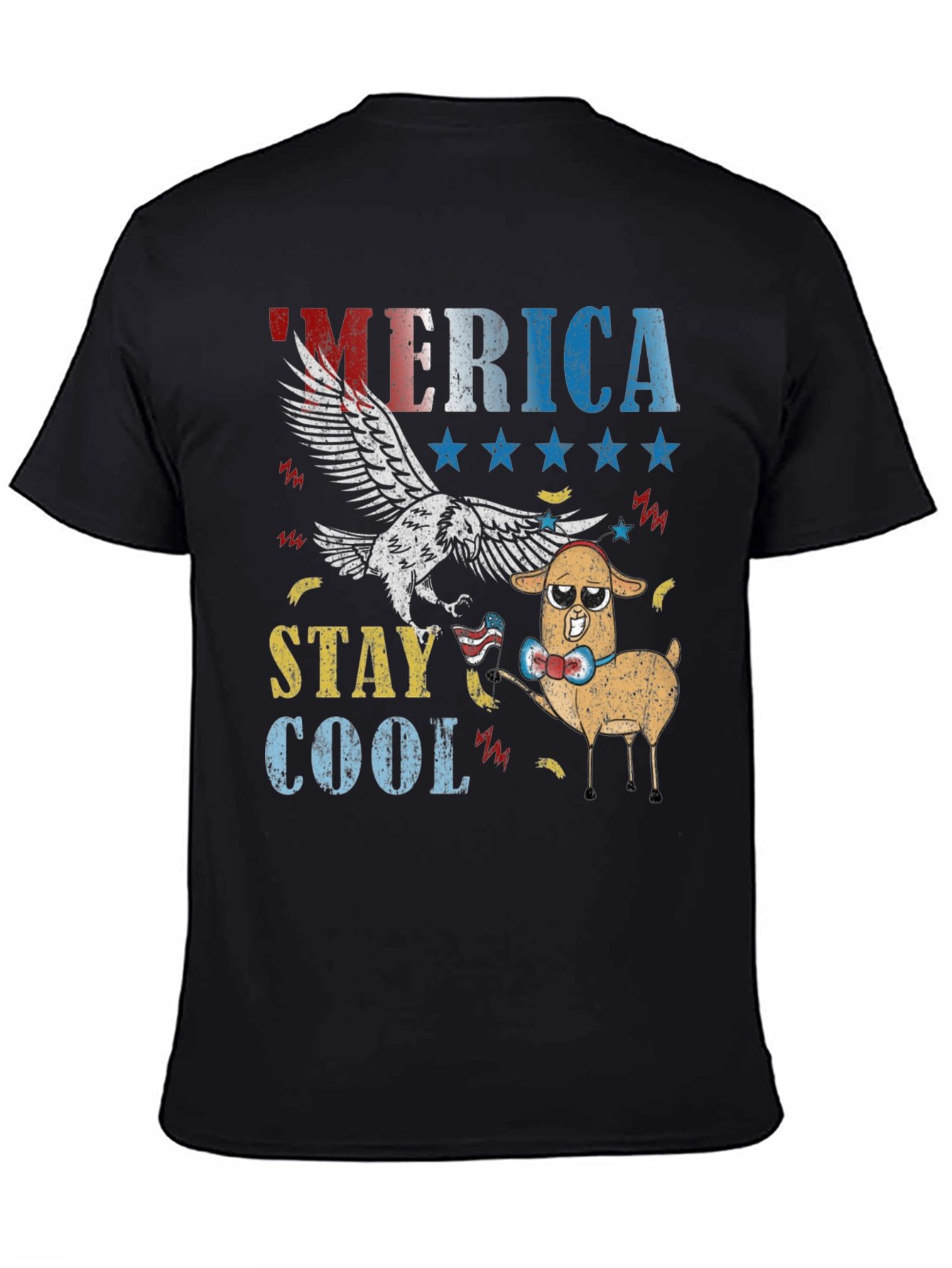 America Stay Cool Eagle & Llama Graphic T-Shirt
