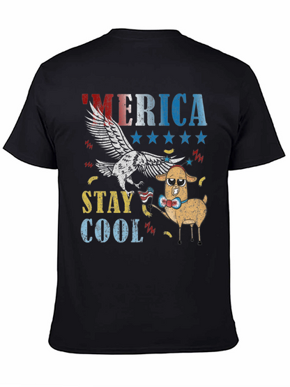 America Stay Cool Eagle & Llama Graphic T-Shirt