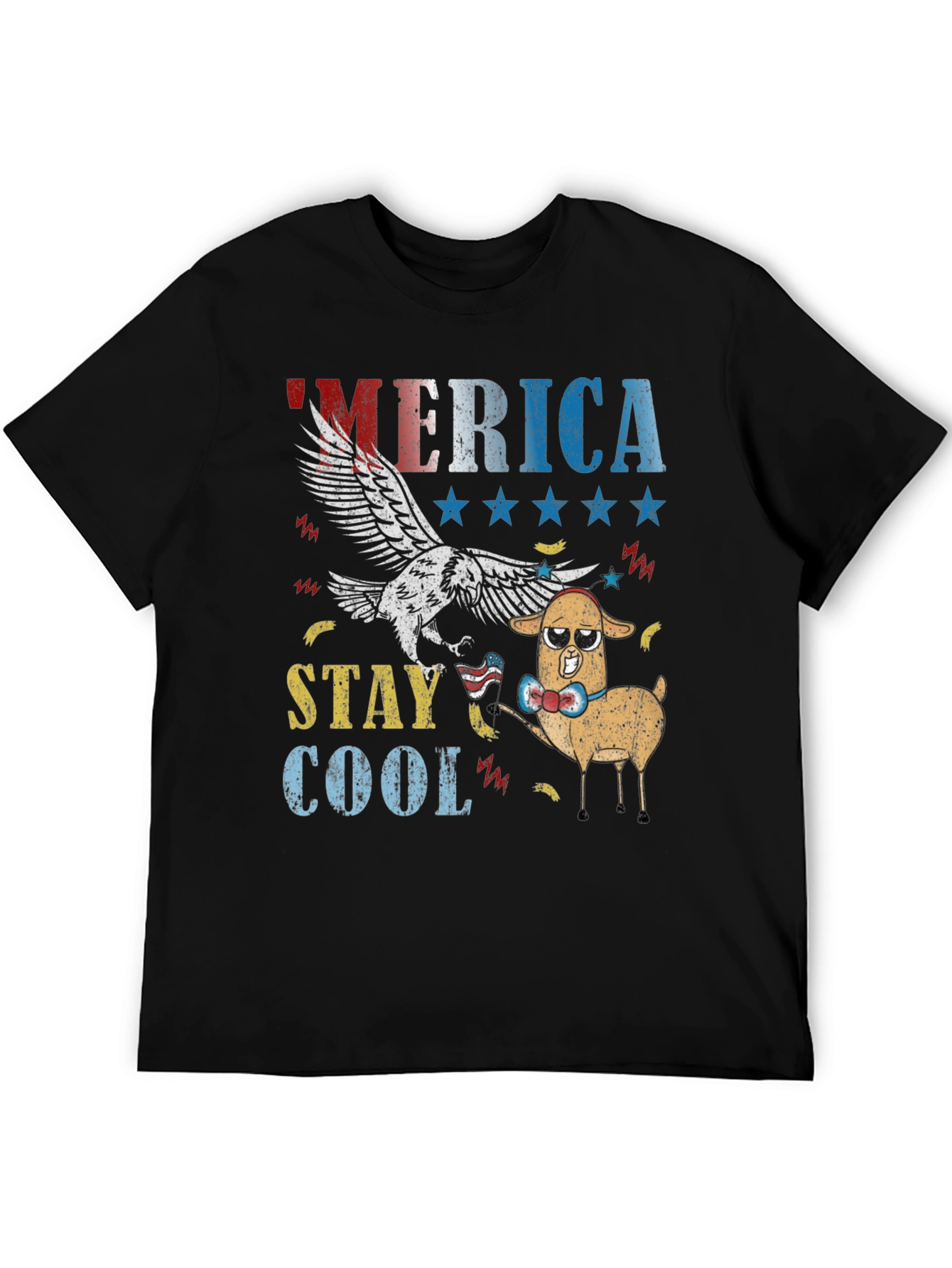 America Stay Cool Eagle & Llama Graphic T-Shirt