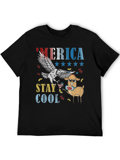 America Stay Cool Eagle & Llama Graphic T-Shirt
