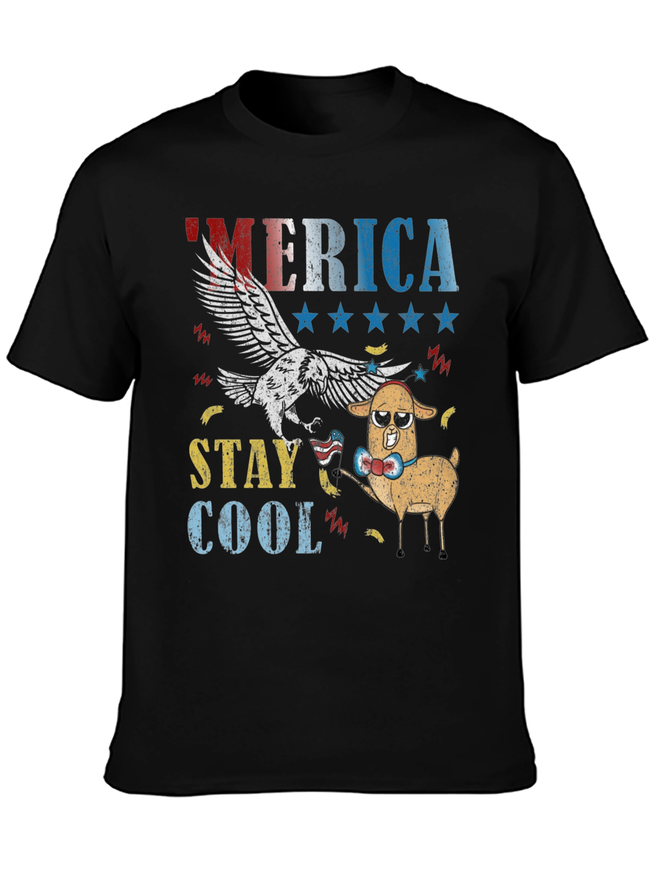 America Stay Cool Eagle & Llama Graphic T-Shirt