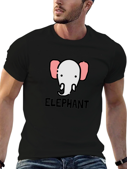 Elephant Graphic Tee - Black Cotton T-Shirt