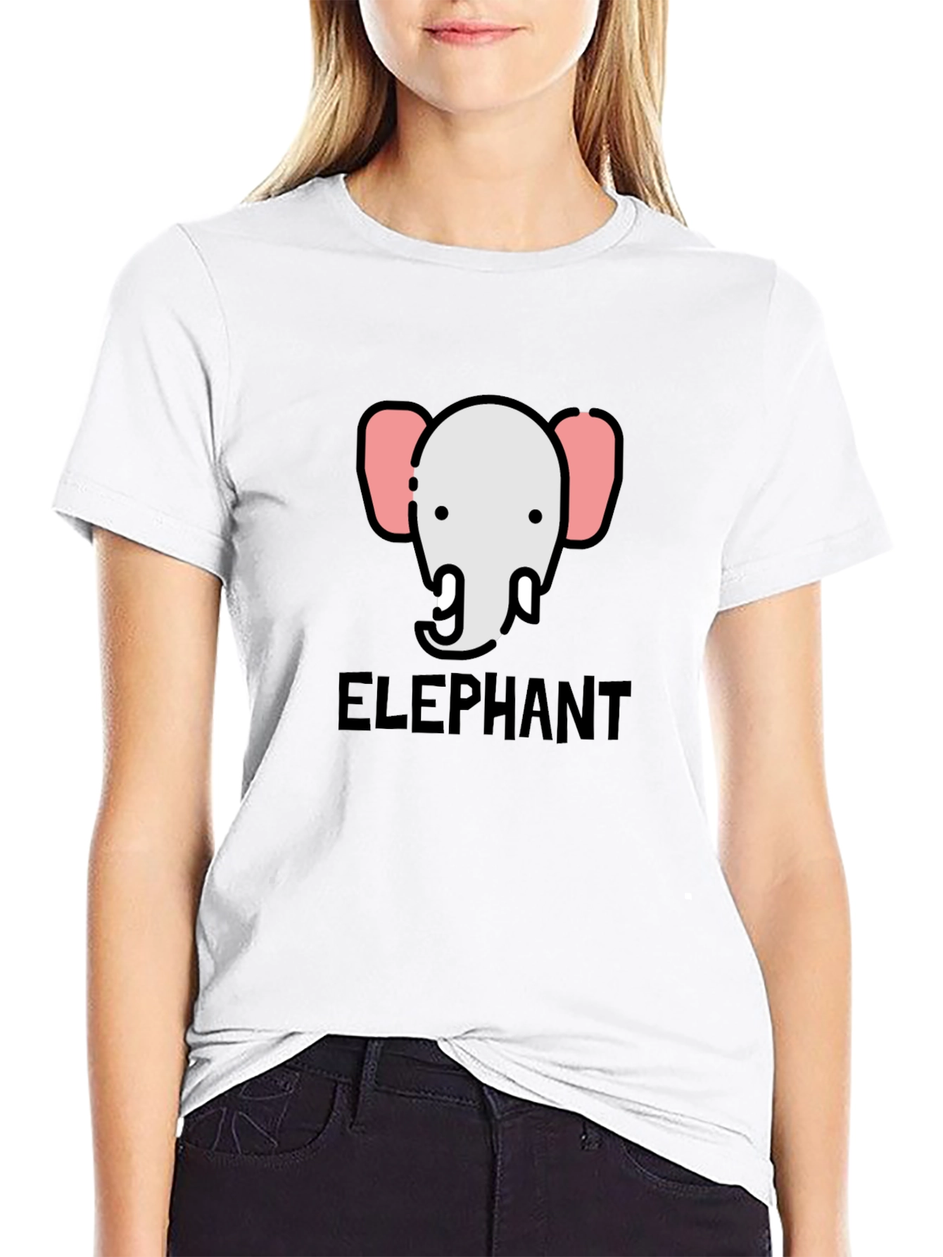 Elephant Graphic Tee - Black Cotton T-Shirt