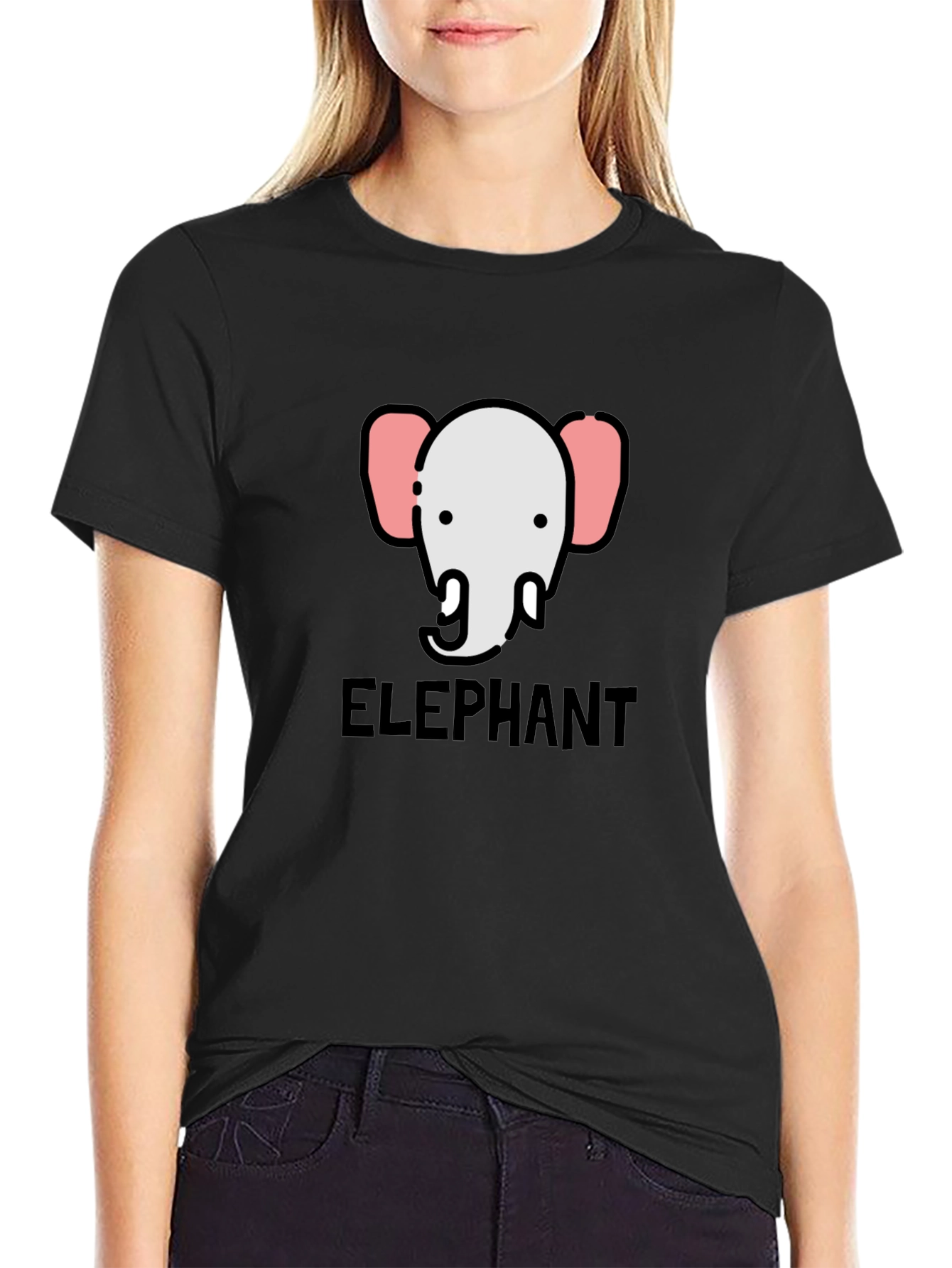 Elephant Graphic Tee - Black Cotton T-Shirt