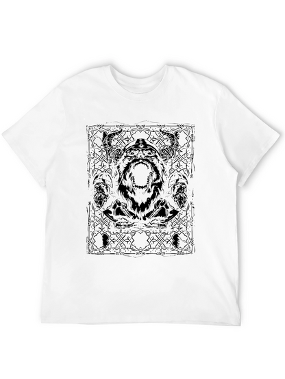Viking Warrior Graphic Print Black T-Shirt