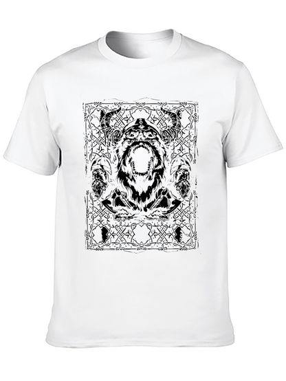 Viking Warrior Graphic Print Black T-Shirt