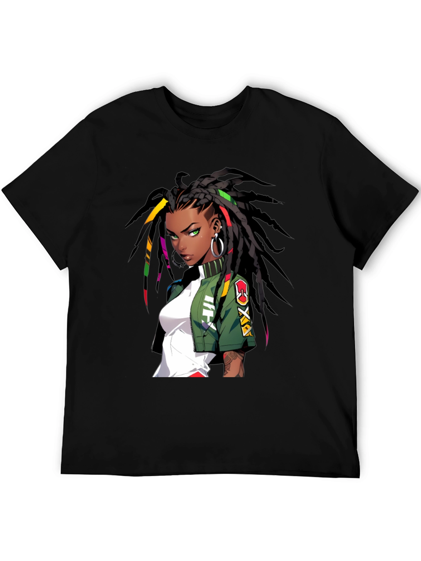 Anime Girl Graphic Print Black T-Shirt