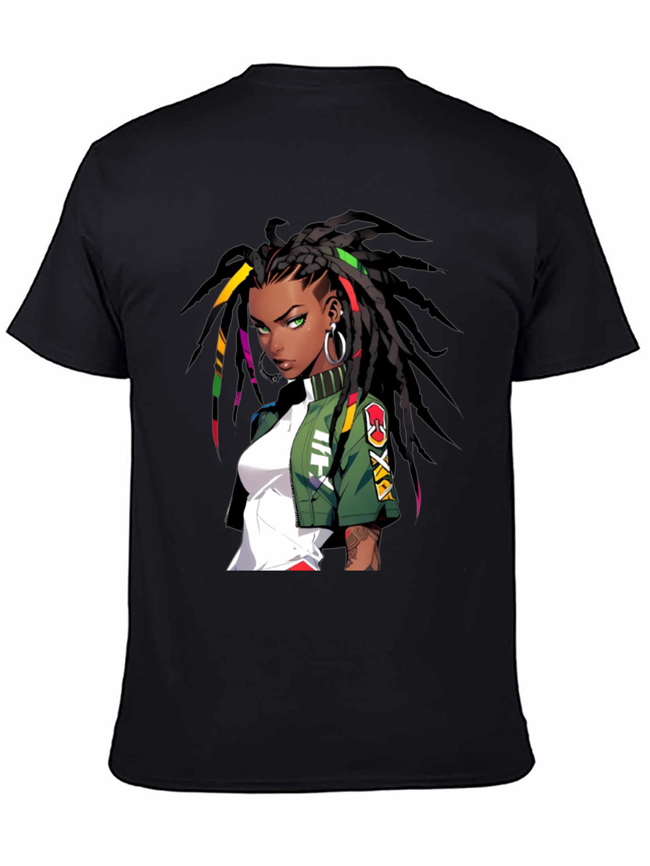 Anime Girl Graphic Print Black T-Shirt