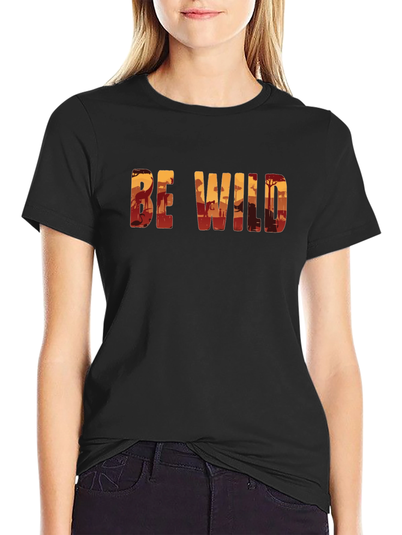 Be Wild Safari Graphic Black T-Shirt