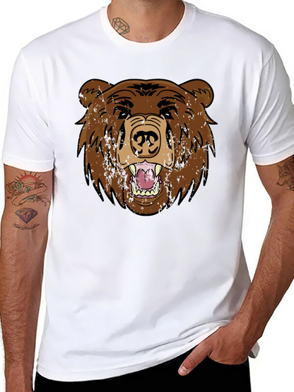 Grizzly Bear Graphic Tee - Black Cotton T-Shirt