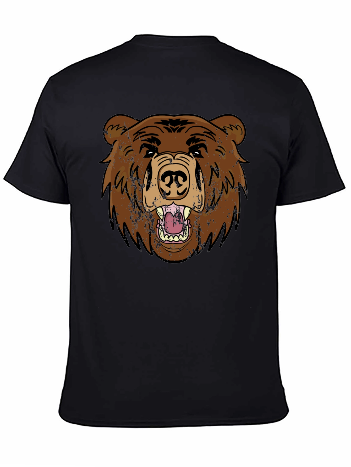 Grizzly Bear Graphic Tee - Black Cotton T-Shirt