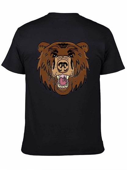 Grizzly Bear Graphic Tee - Black Cotton T-Shirt