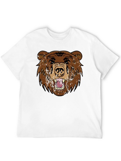 Grizzly Bear Graphic Tee - Black Cotton T-Shirt