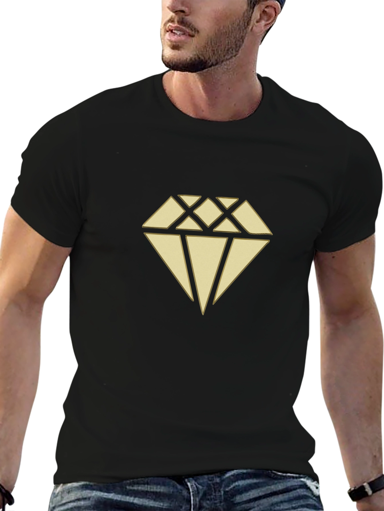 Diamond Graphic Print Black T-Shirt