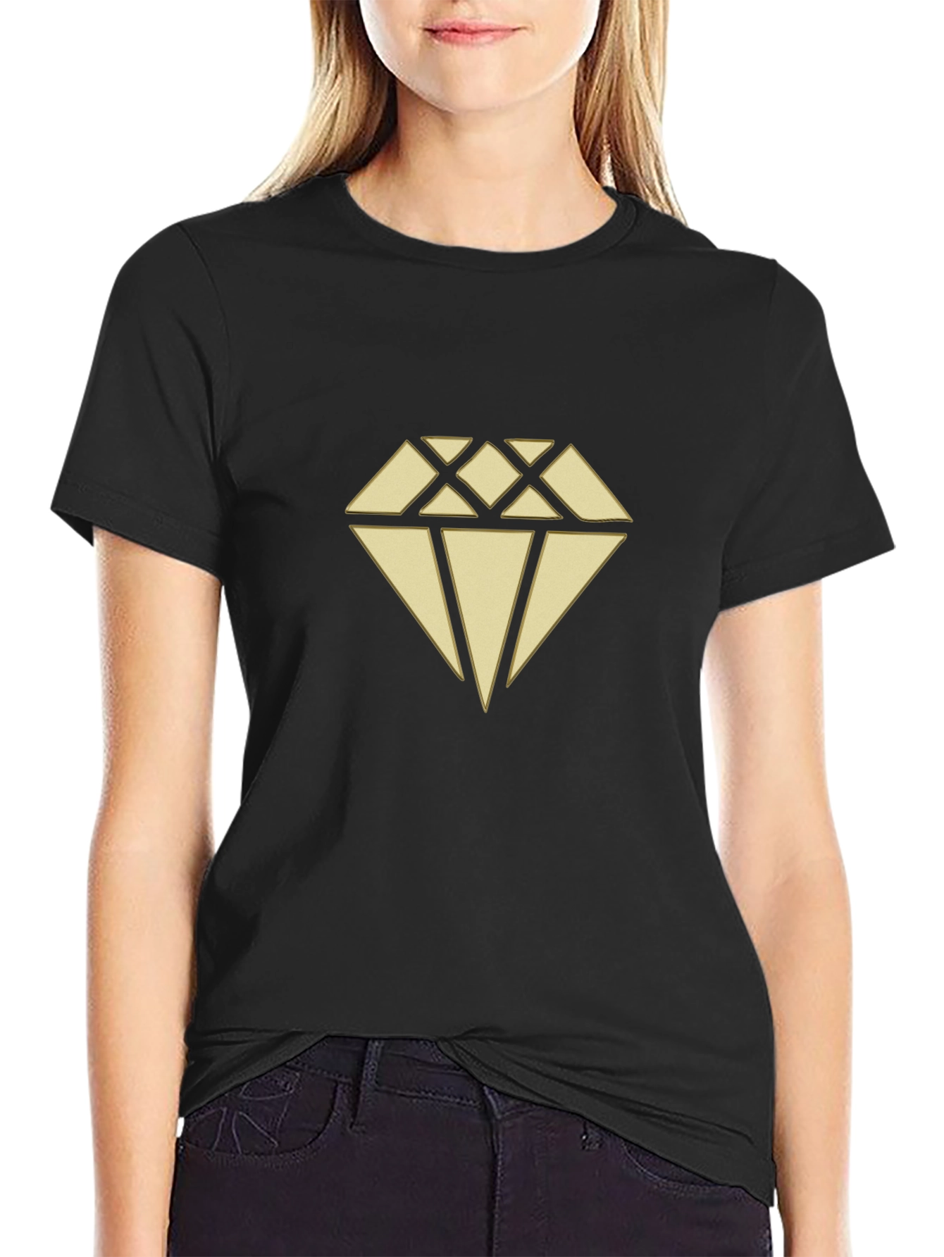 Diamond Graphic Print Black T-Shirt