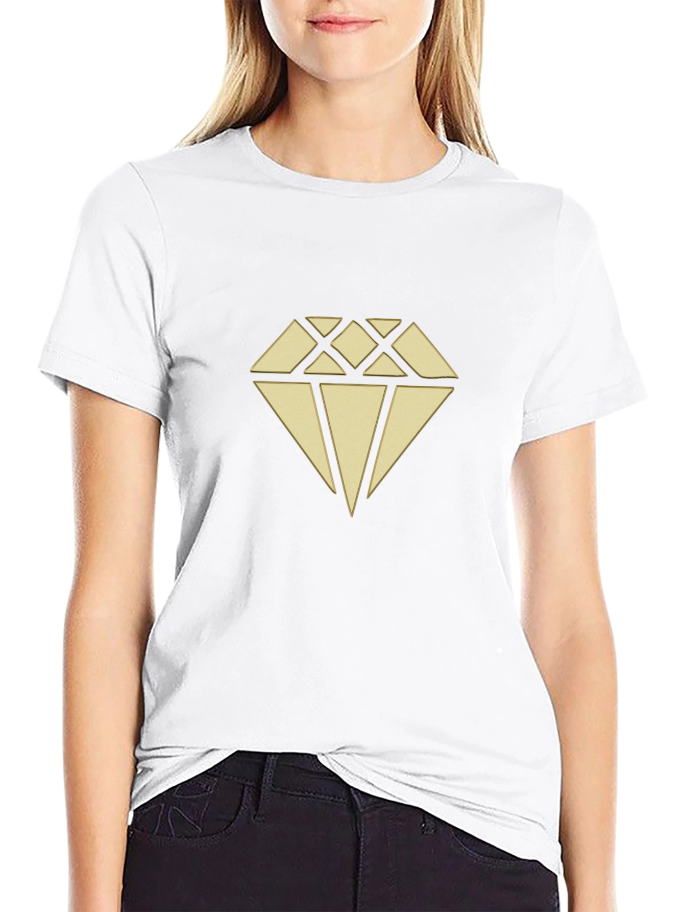 Diamond Graphic Print Black T-Shirt