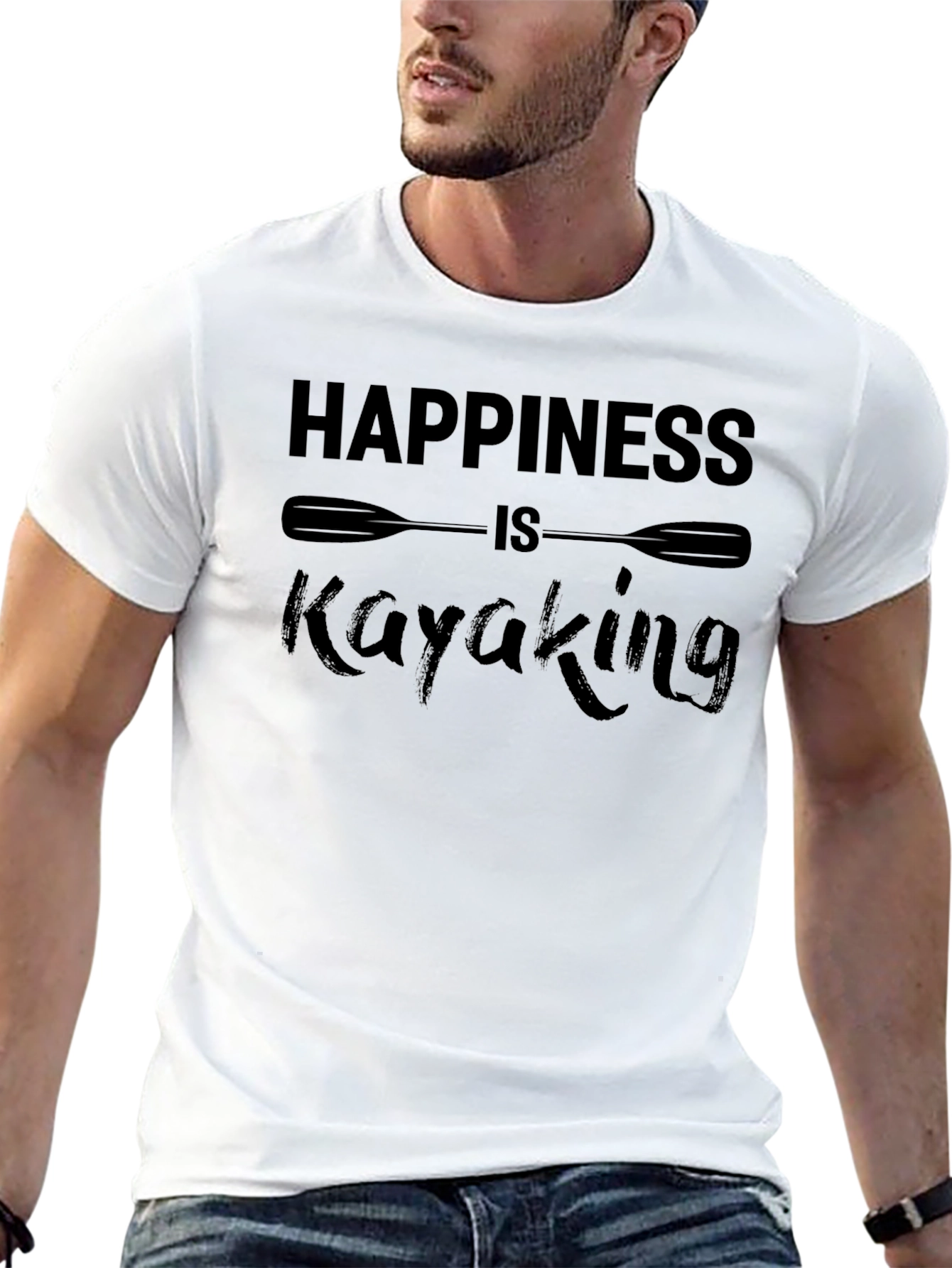 Happiness is Kayaking Black T-Shirt