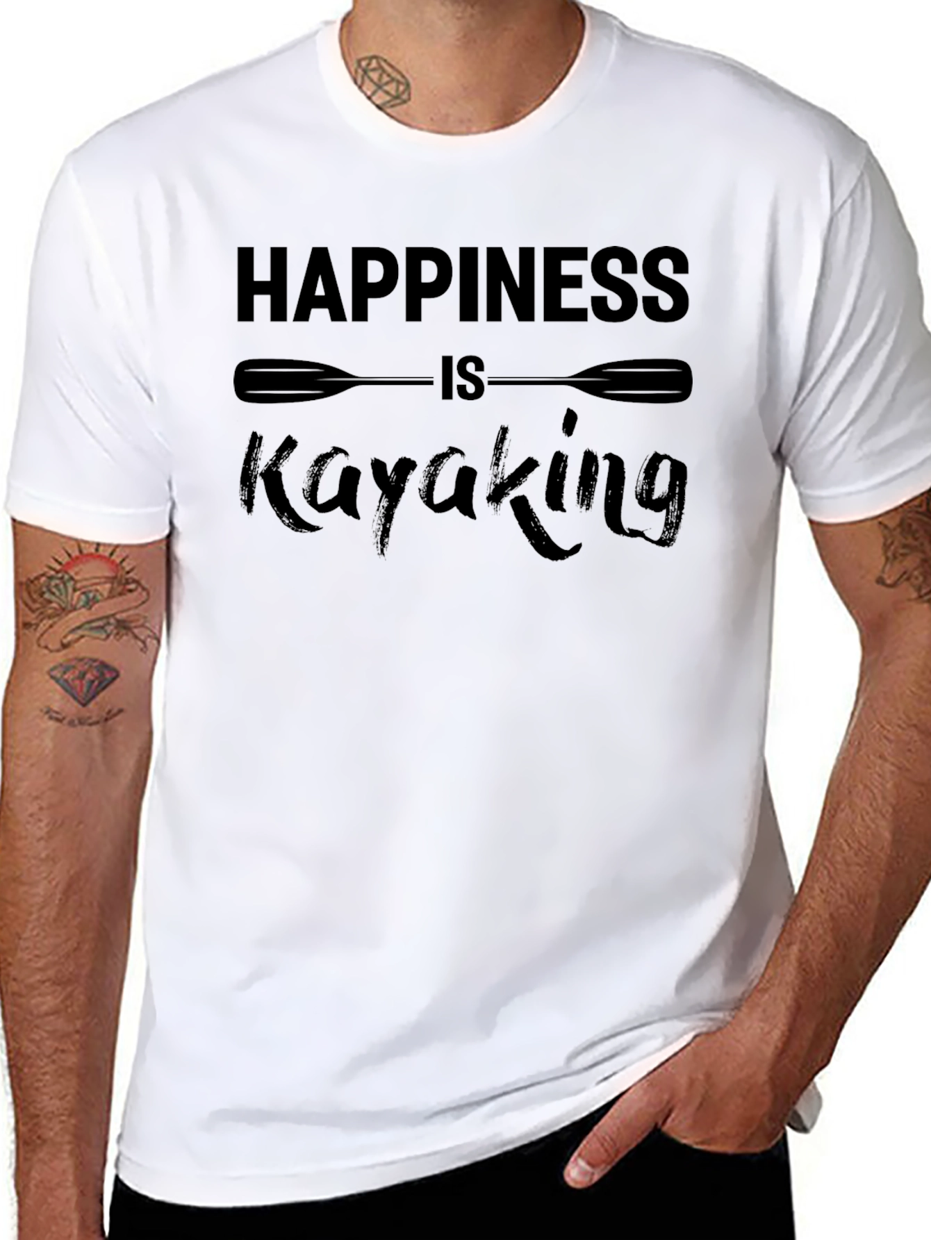 Happiness is Kayaking Black T-Shirt