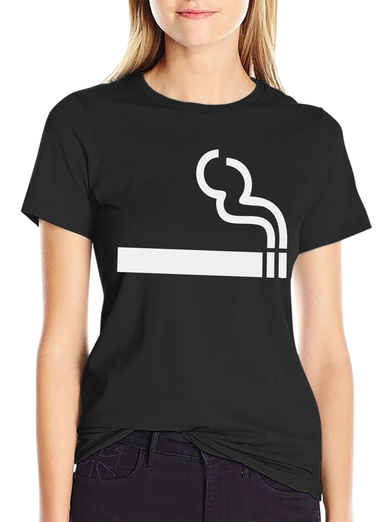 Smoking Cigarette Graphic Tee - Black