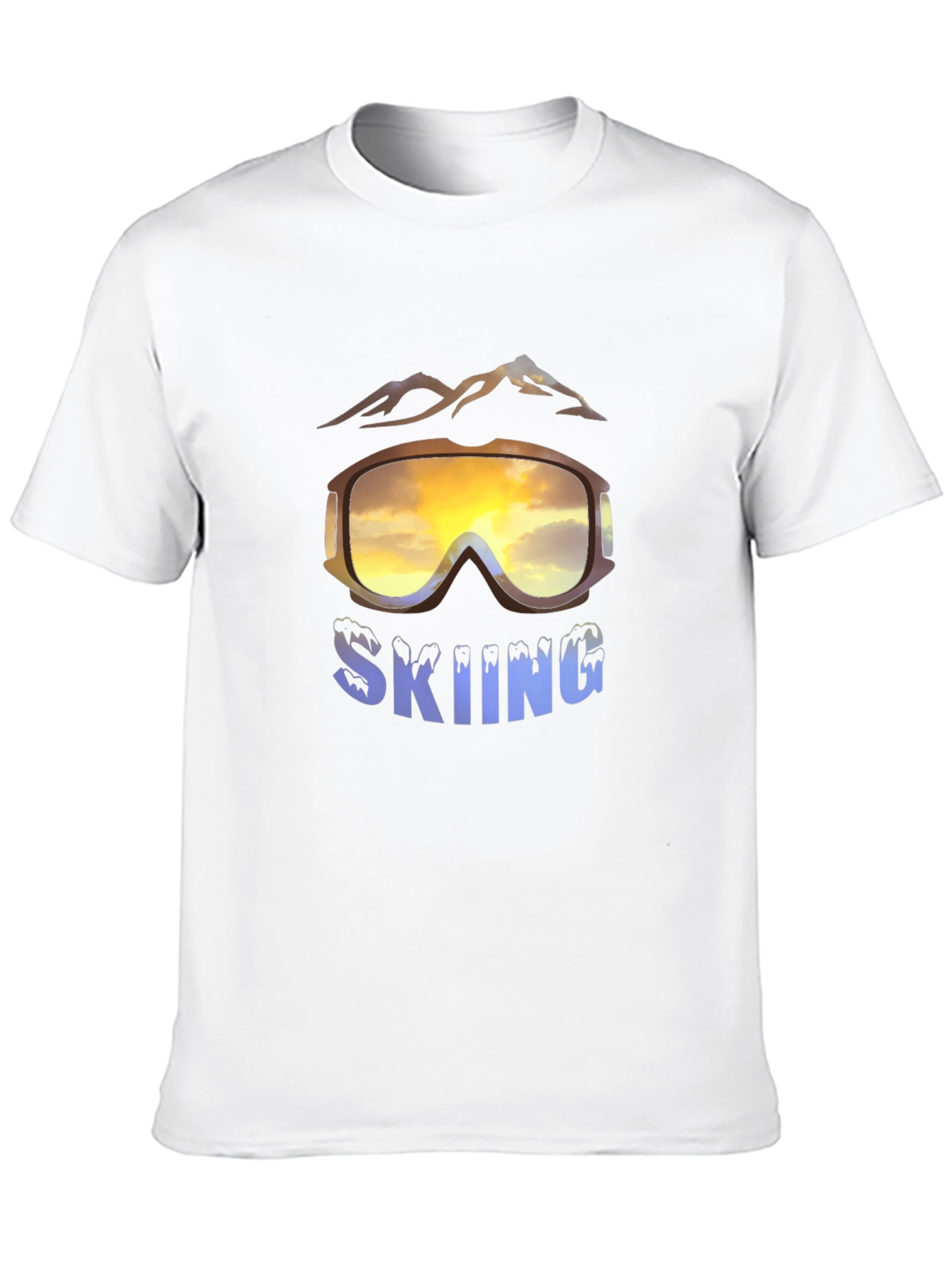 Mens Skiing Goggles Graphic Black T-Shirt