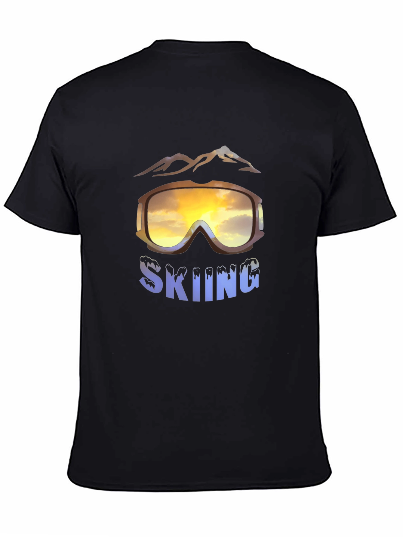 Mens Skiing Goggles Graphic Black T-Shirt