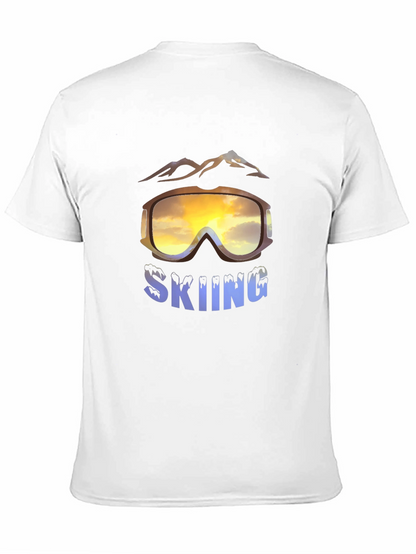 Mens Skiing Goggles Graphic Black T-Shirt