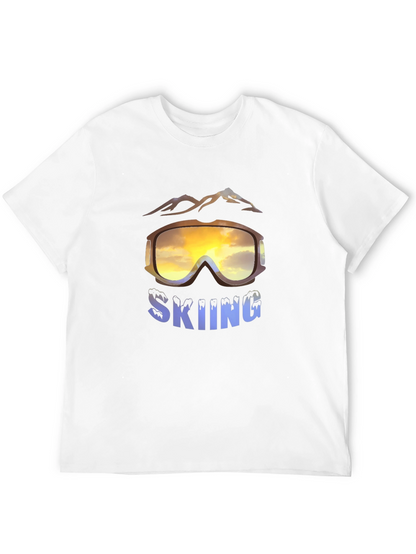 Mens Skiing Goggles Graphic Black T-Shirt