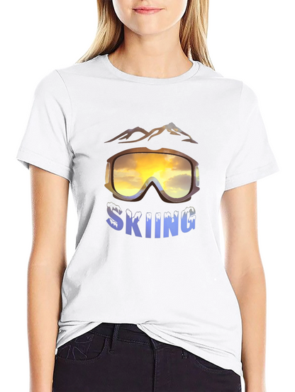 Mens Skiing Goggles Graphic Black T-Shirt