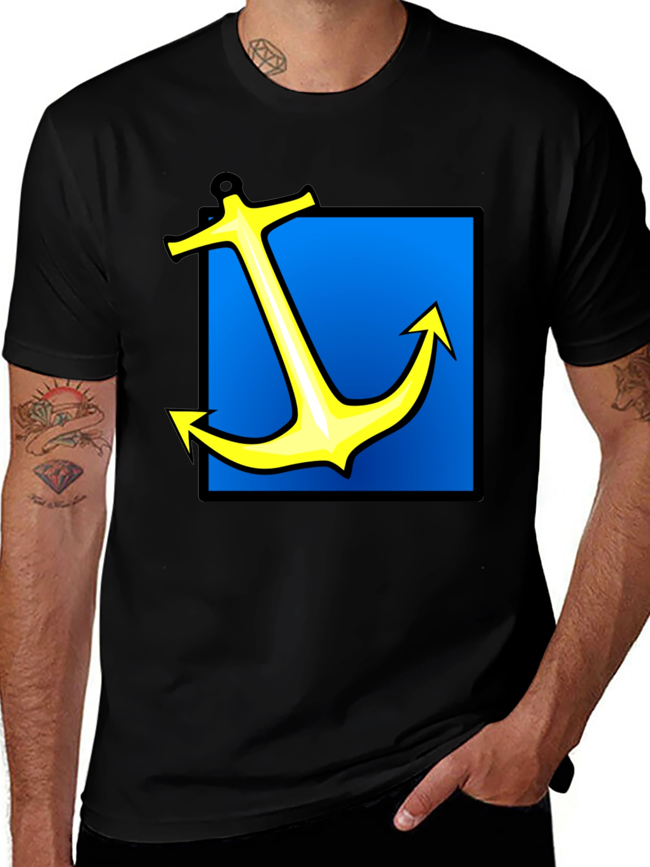 Nautical Anchor Graphic Tee - Black