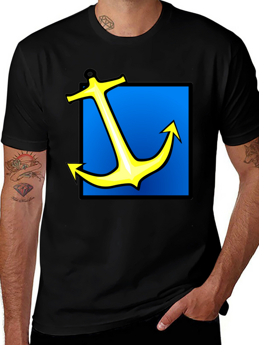 Nautical Anchor Graphic Tee - Black