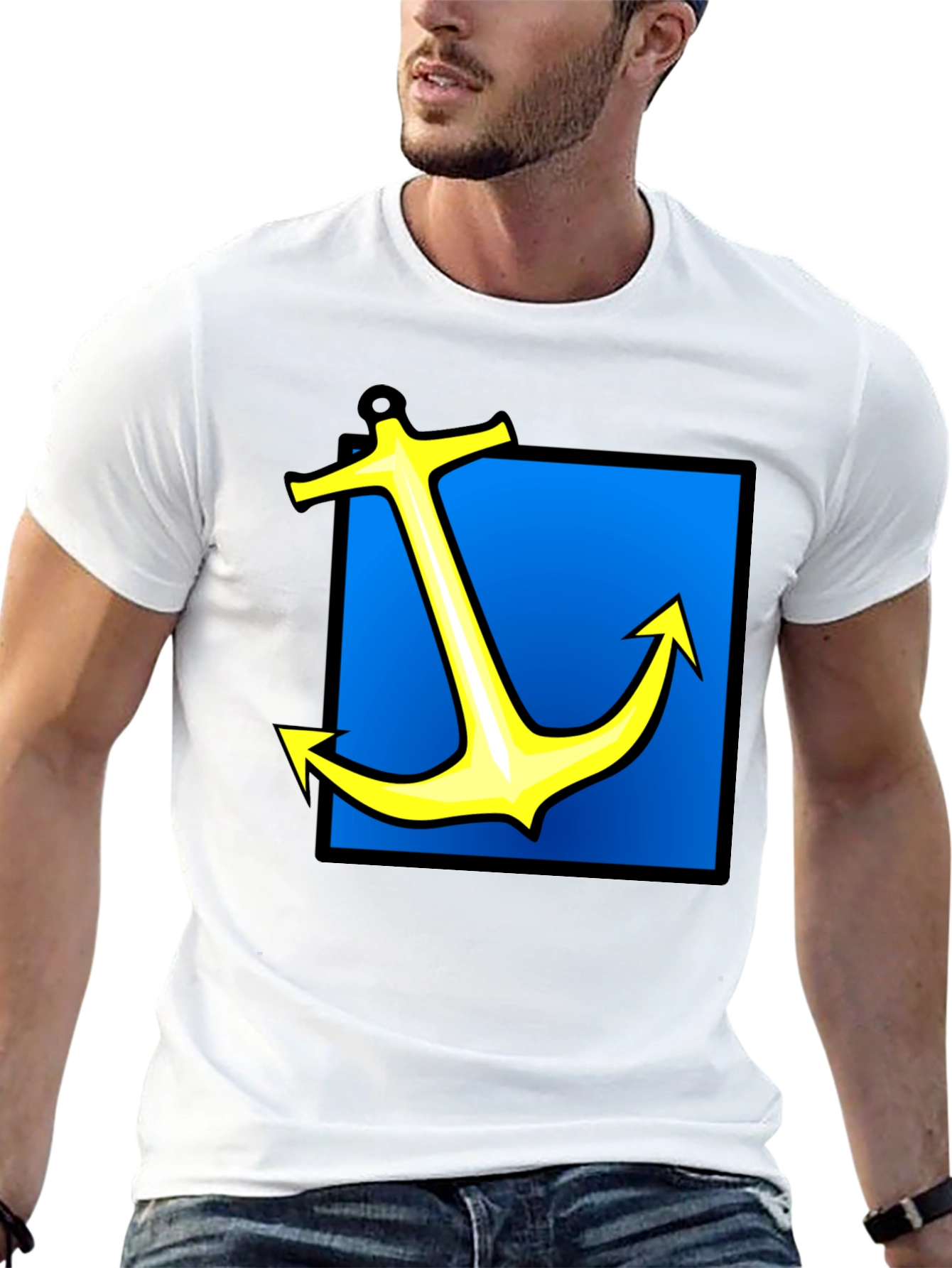 Nautical Anchor Graphic Tee - Black