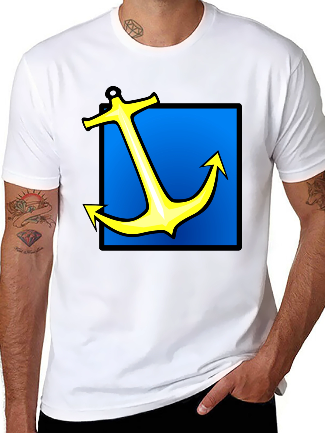 Nautical Anchor Graphic Tee - Black