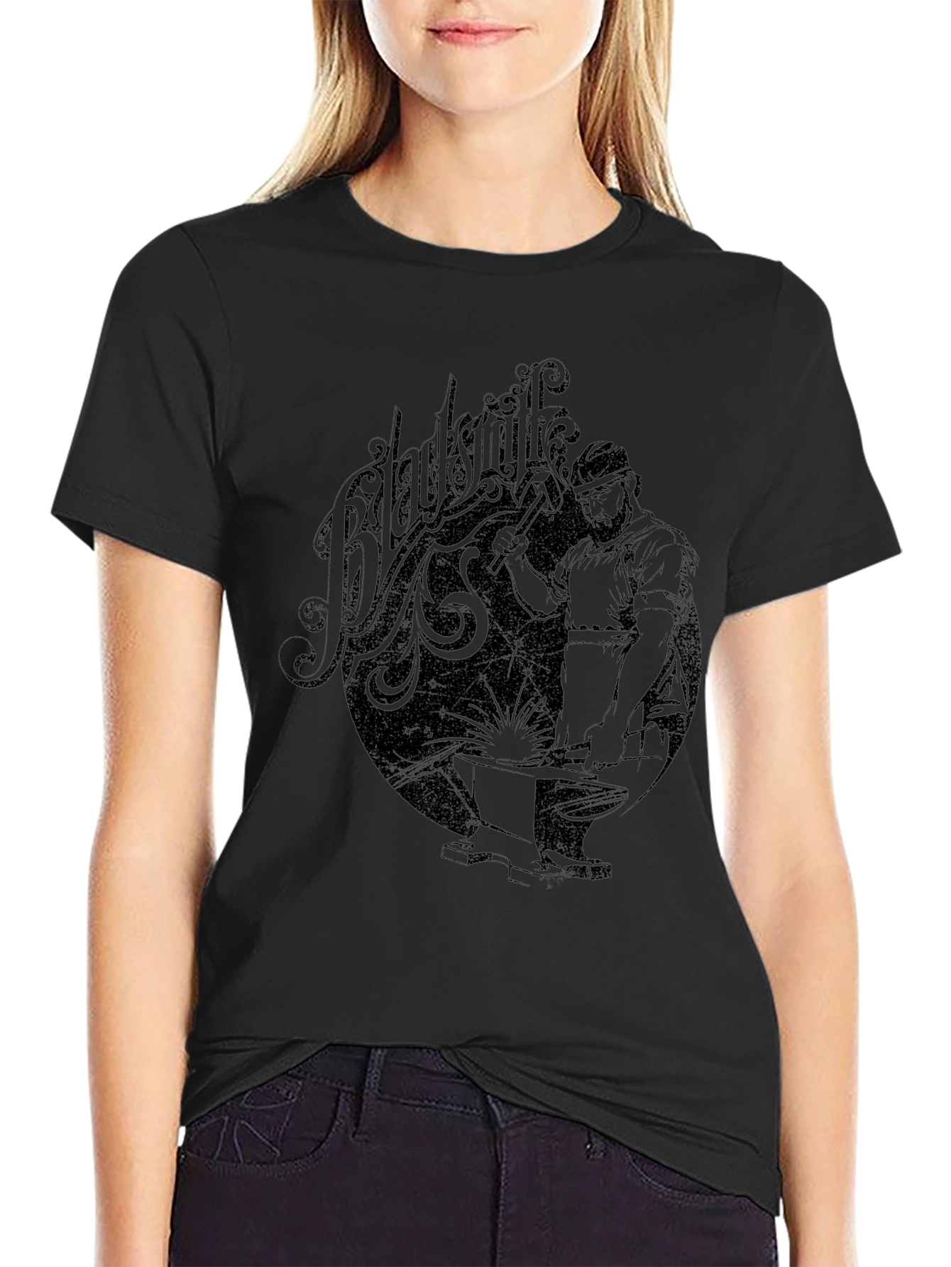 Blacksmith Graphic Print Black T-Shirt