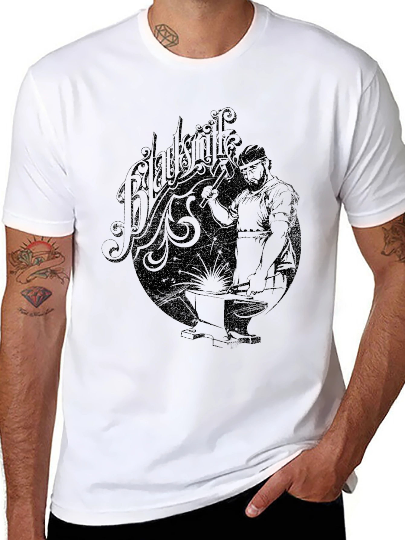 Blacksmith Graphic Print Black T-Shirt