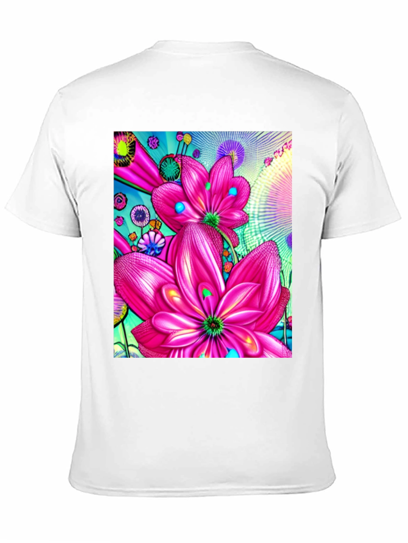 Floral Print Black Cotton T-Shirt