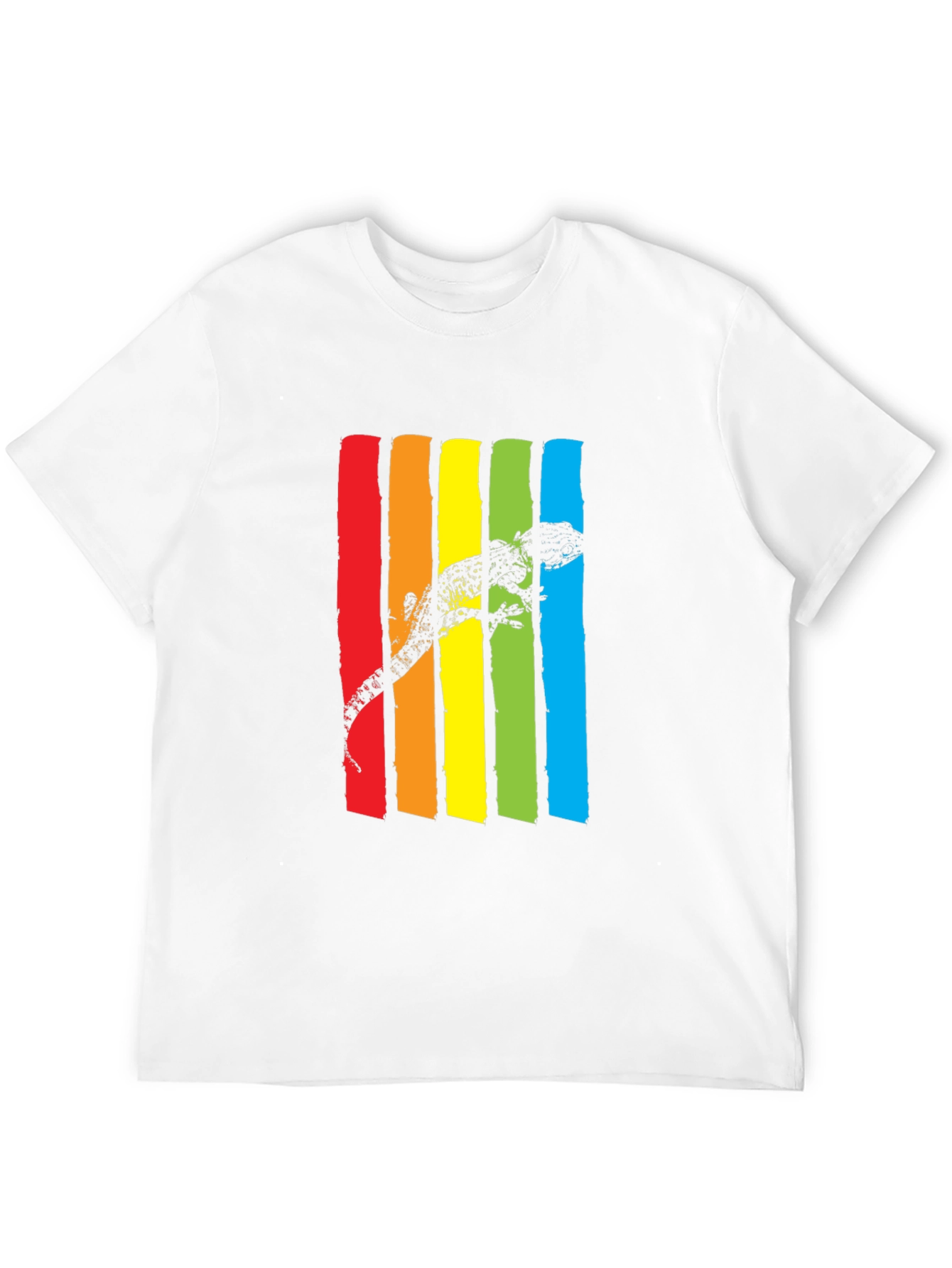 Lizard Rainbow Stripe Graphic Tee - Mens Black T-Shirt