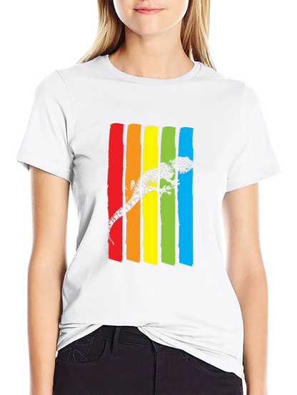 Lizard Rainbow Stripe Graphic Tee - Mens Black T-Shirt