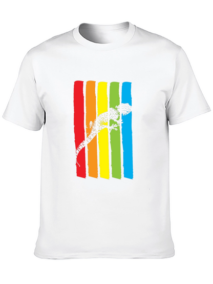 Lizard Rainbow Stripe Graphic Tee - Mens Black T-Shirt