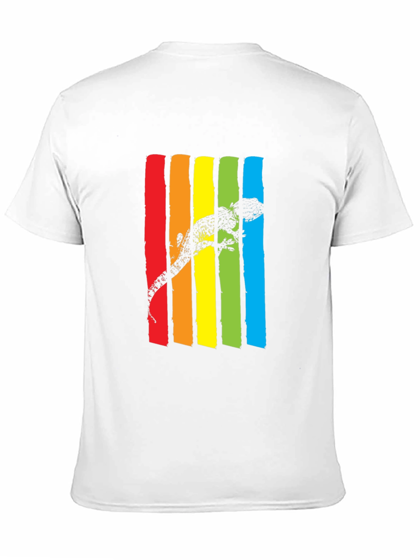 Lizard Rainbow Stripe Graphic Tee - Mens Black T-Shirt