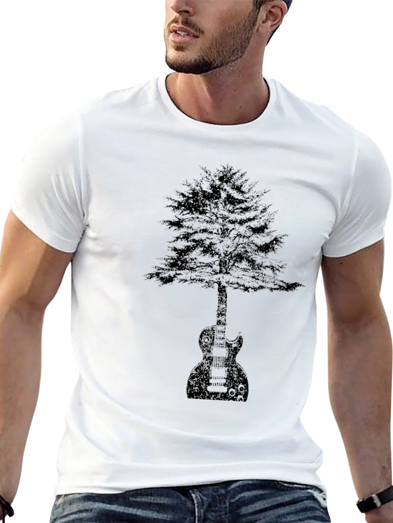 Guitar Tree Graphic Tee - Black Cotton Comfort